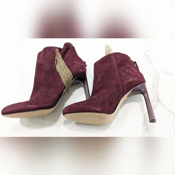 Nine West Womens 25021953-466 leather high heel Uloveit Ankle Bootie Wine Size 5 - Picture 3 of 12